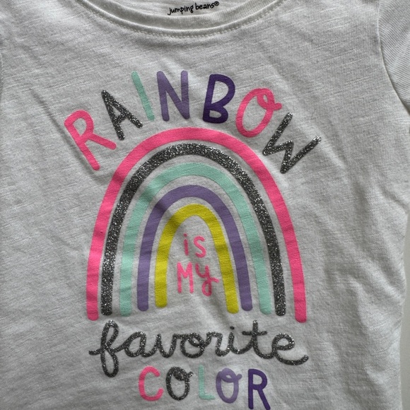 Jumping Beans 12M Girls White Short Sleeve T-Shirt Rainbow is my Favorite Color - Picture 2 of 5